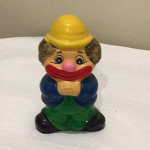 Antique hand painted ceramic hobo clown bank figurine